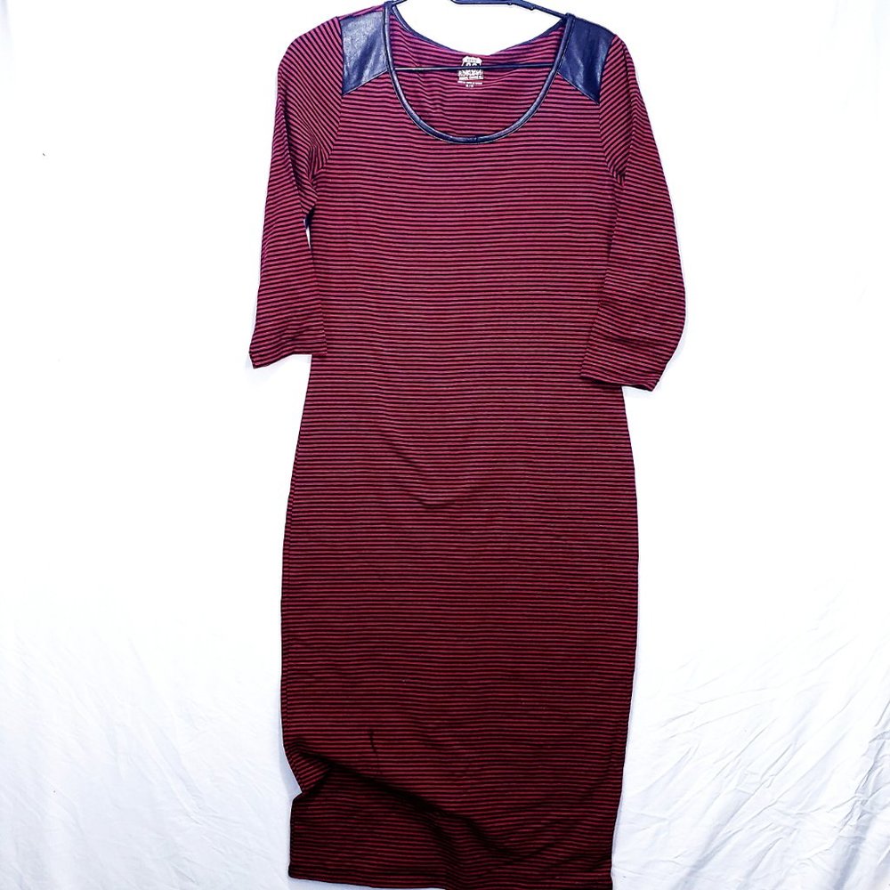 Route 66 Long Casual Dress With Faux Leather Trim